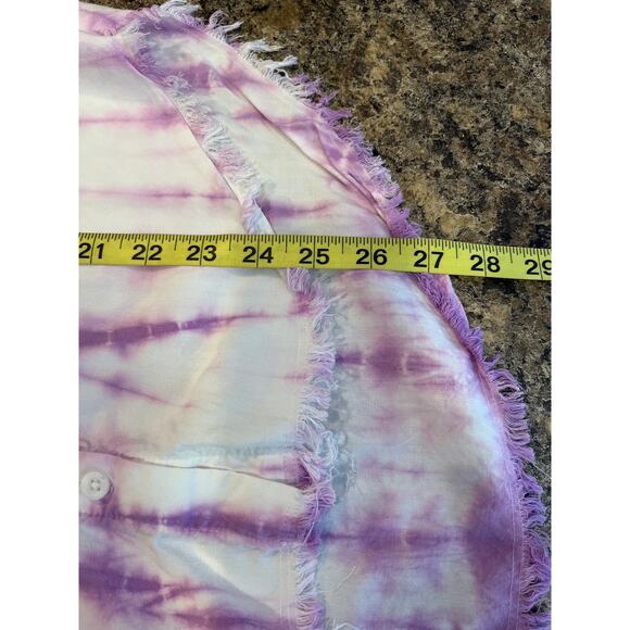 Anthropologie x Cloth & Stone Purple Tie Dyed Frayed Button Down Shirt Small - Picture 12 of 12